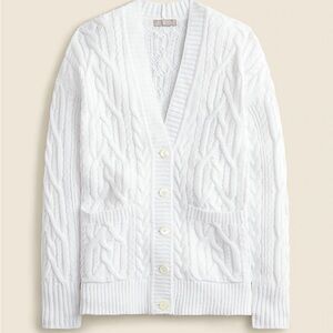 J. Crew White Oversized Cable Knit 100% Cotton Cardigan sz Medium